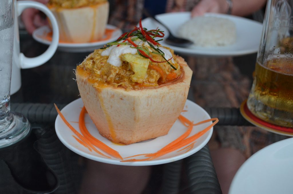 Khmer curry in a coconut, Phnom Penh