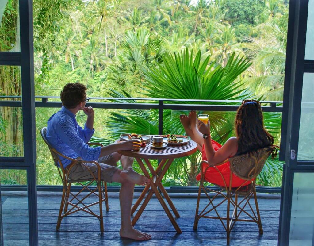 Breakfast on the balcony at Bisma Eight, Ubud, Bali, Indonesia