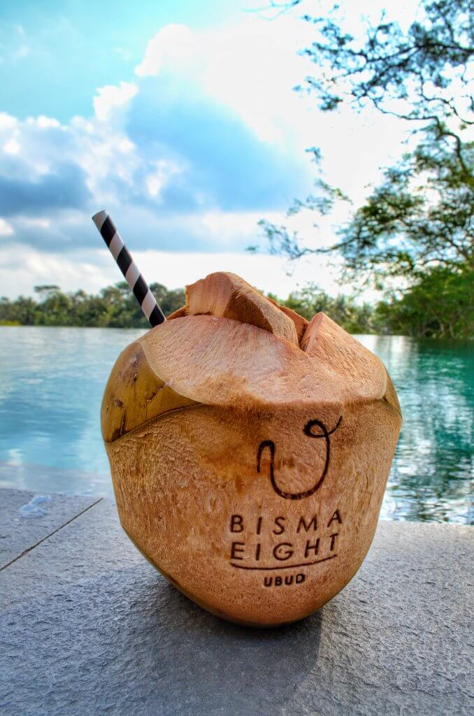 Fresh coconut at Bisma Eight, Ubud, Bali, Indonesia