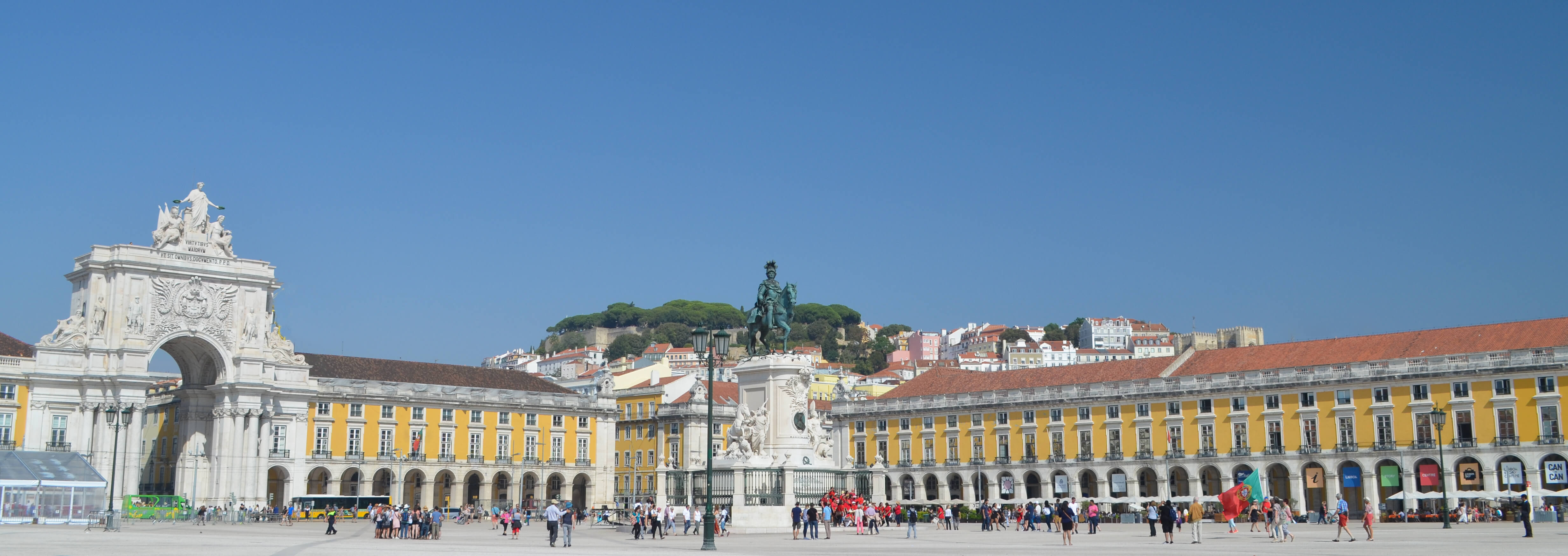 Praca Commercial panorama in Lisbon, Portugal