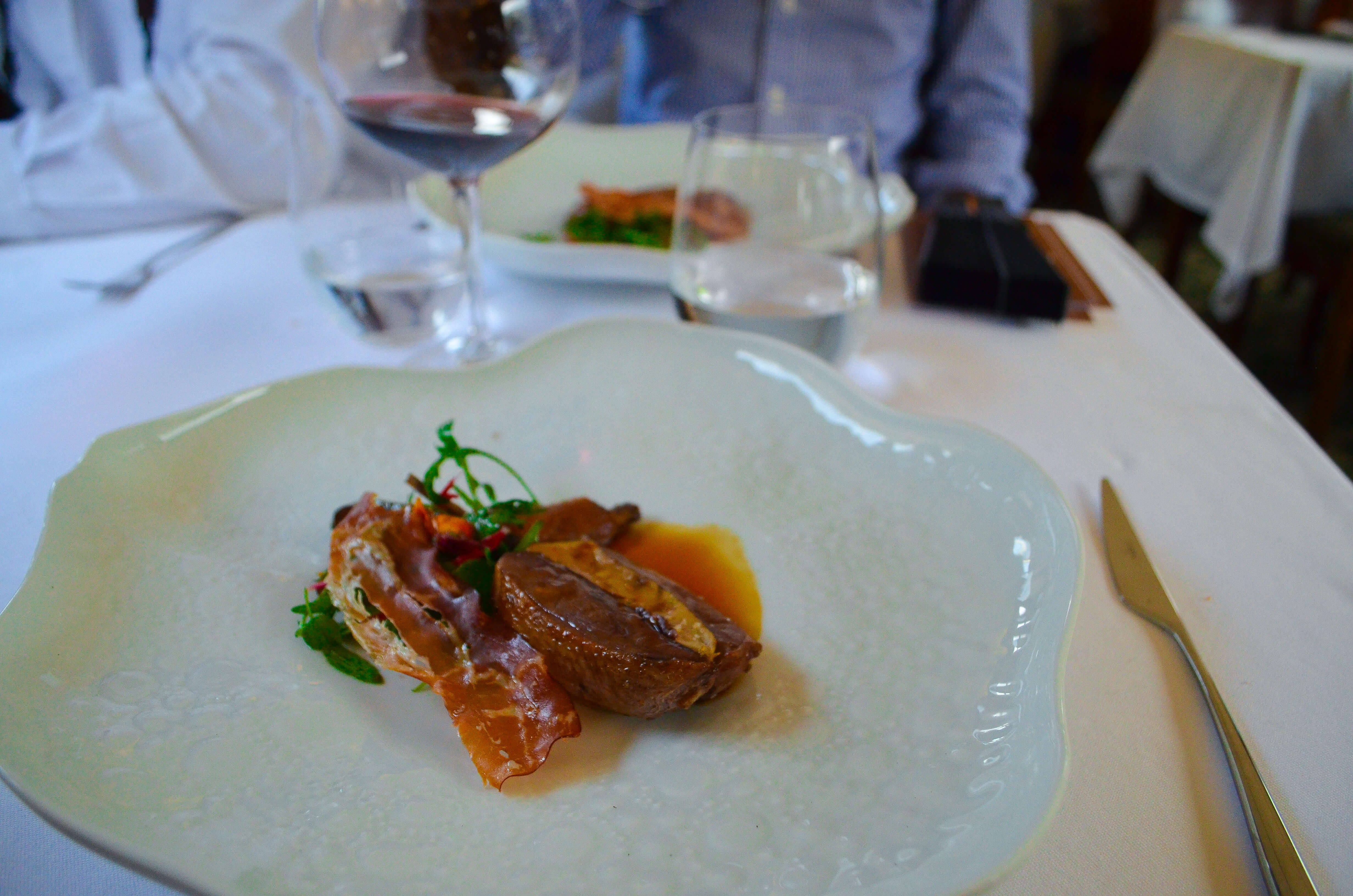 Foie gras stuffed pigeon breast, The Presidential gourmet food train, Porto, Portugal