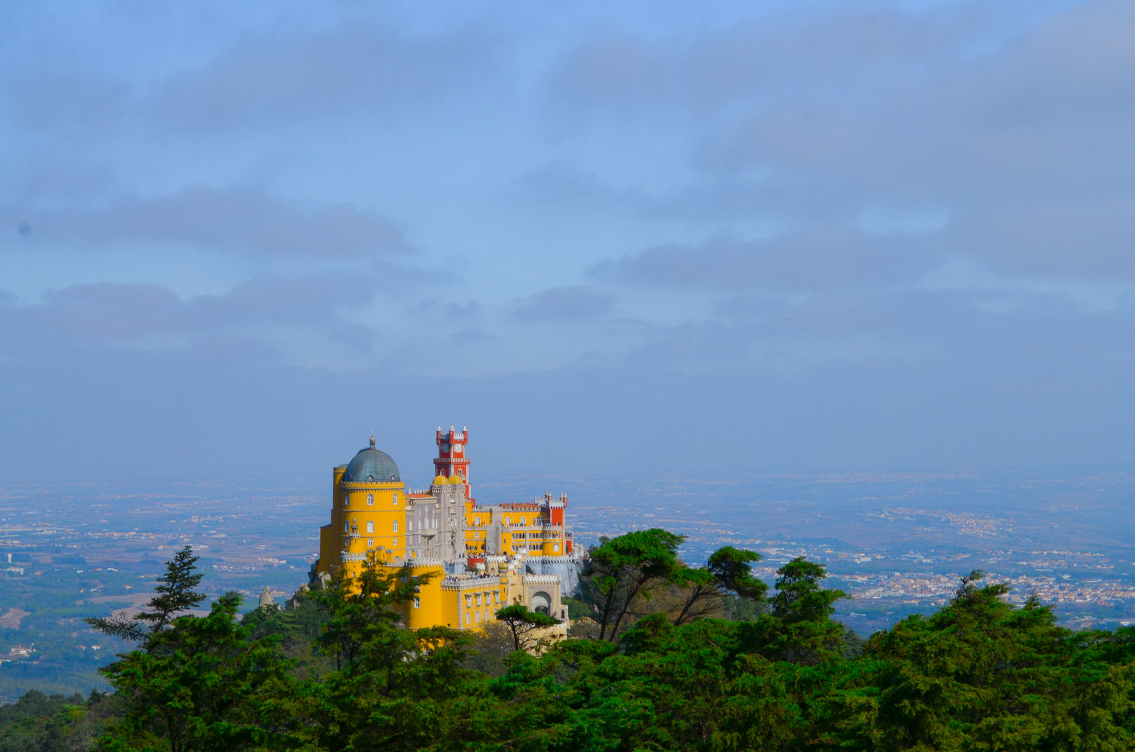 24 Hours in Sintra: Pena Palace from High cross viewpoint, Sintra, Portugal