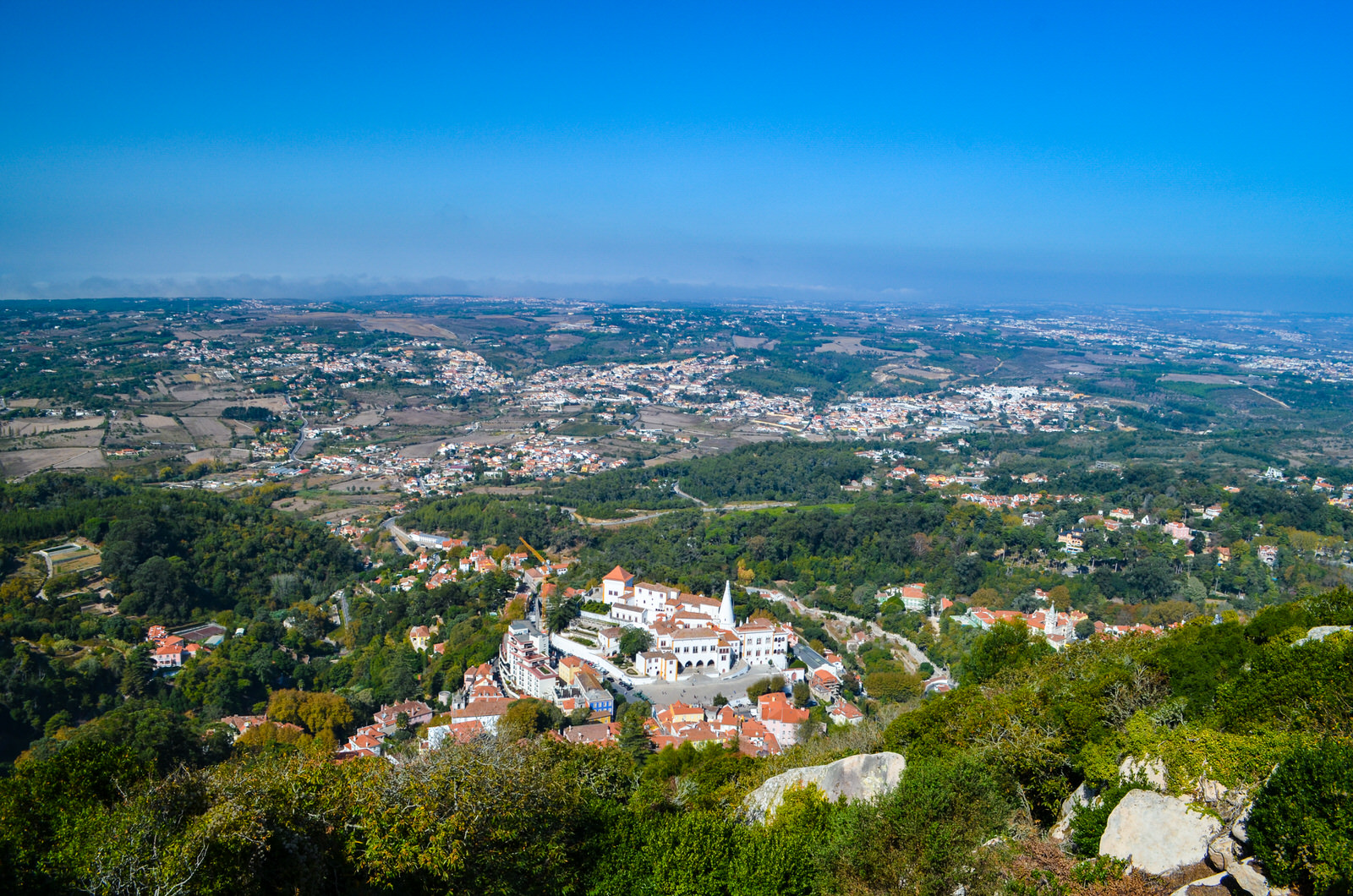 24 Hours in Sintra: View of the historic centre of Sintra, Portugal from the Moorish Castle