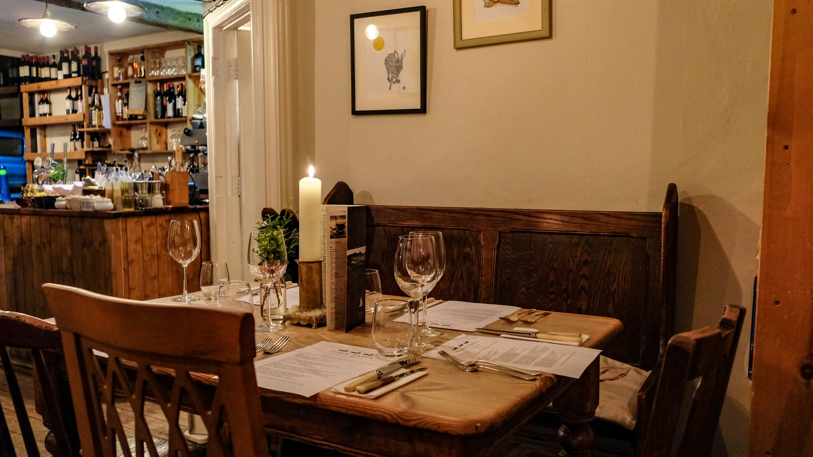 Three Hares Sedbergh - rustic table settings