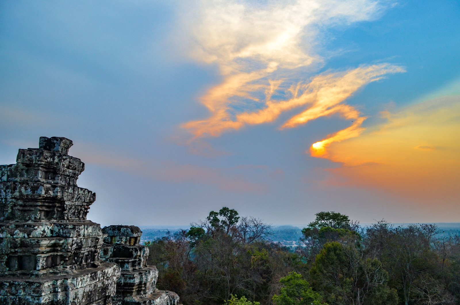 Visiting Angkor Wat in One Day - Phnom Bakheng temple sunset, Siem Reap, Cambodia