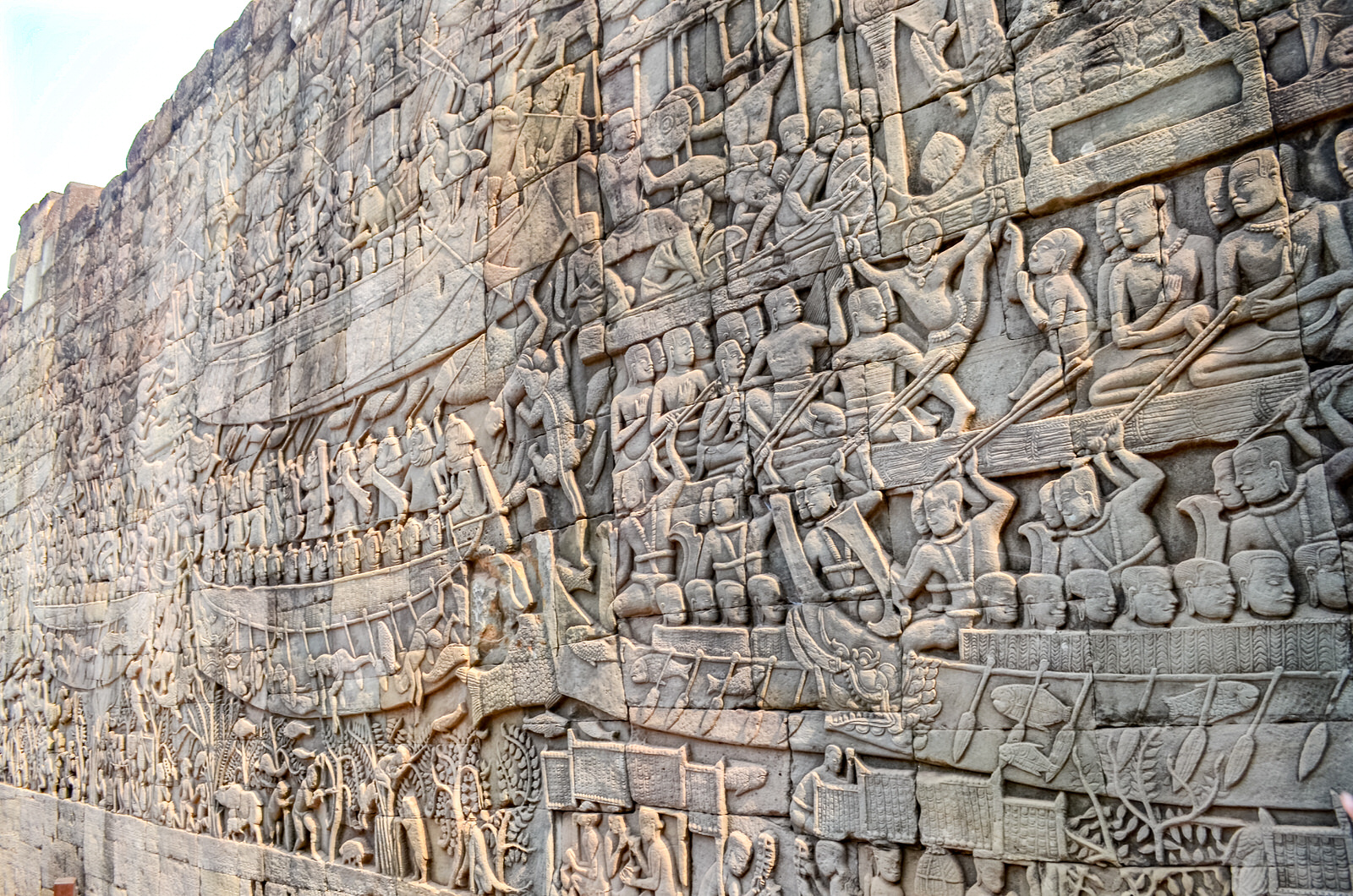 Visiting Angkor Wat in One Day - Angkor Thom - Bas relief at Bayon temple, Siem Reap, Cambodia