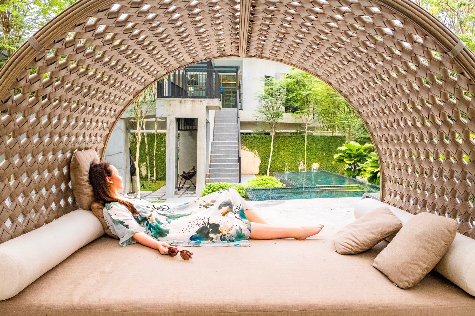 Lloyd's Inn Singapore - daybeds in the garden