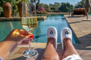 Saxon Hotel - Bubbles by the pool, Johannesburg, South Africa