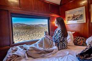 Rovos Rail - Deluxe suite on board with views of the Karoo, South Africa's luxury train