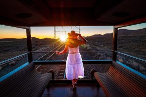 Rovos Rail - Sunrise from the observation car, South Africa's luxury train