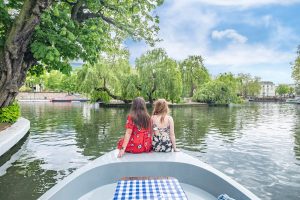 Sailing down the canals in Little Venice, London with GoBoat