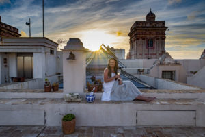 Rooftop terrace at Hotel del Cuatro Torres, Cadiz, Andalucia