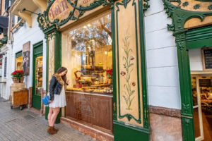 Pretty storefronts in Palma de Mallorca, Spain