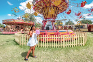 Swing chairs and candyfloss at Carters Steam Fair, London