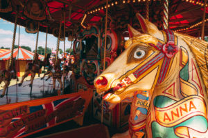 Horse on the Steam gallopers carousel at Carters Steam Fair, London