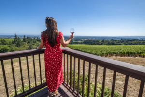 Wine tasting with a view at Domaine Drouhin, Willamette Valley, Oregon