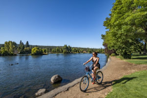 Cycling along the Deschutes River Trail, Bend, Oregon