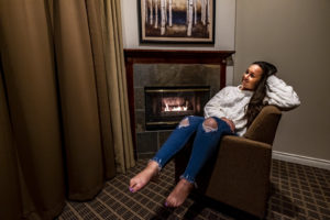 Fireplace in Canyon View Suite at Pine Ridge Inn, Bend, Oregon