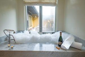 Spa bubble bath at the Farmhouse Inn, Healdsburg, Sonoma, California