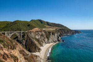 Driving along the Big Sur - Bixby Creek Bridge, California