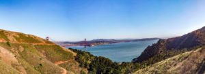 Panorama of the Golden Gate Bridge from Marin Headlands, Marin, California