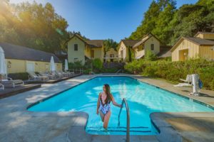 Swimming pool and jacuzzi at the Farmhouse Inn, Healdsburg, Sonoma, California