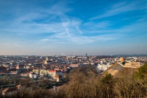 Views of the city from Three Crosses Hill in Vilnius, Lithuania