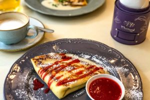 Breakfast crepes at Pinavija in Vilnius, Lithuania