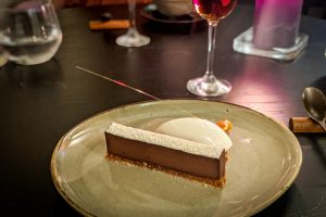 Chocolate torte dessert at Trinity, Vilnius, Lithuania